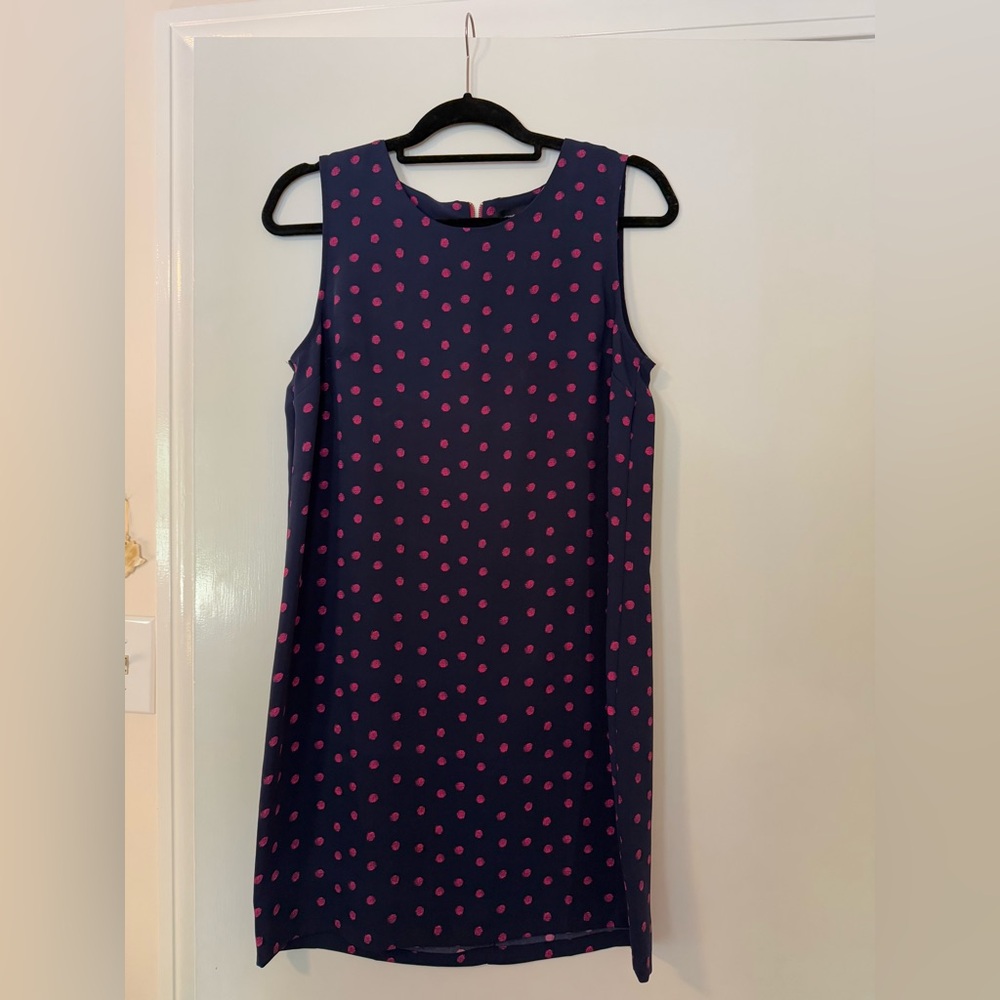Adrienne Vittadini Navy Mini Dress with Pink Polka Dots